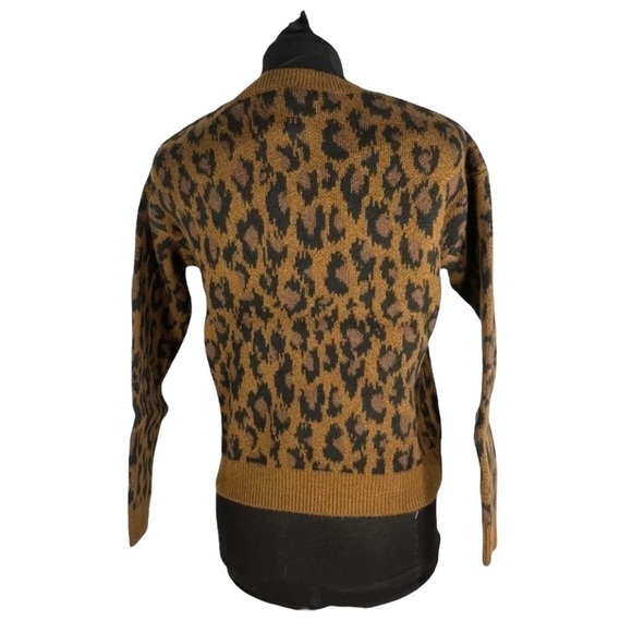 nordstrom fun stripe sweater brown dachshund leopard spots size L GL439068BG - Picture 5 of 16